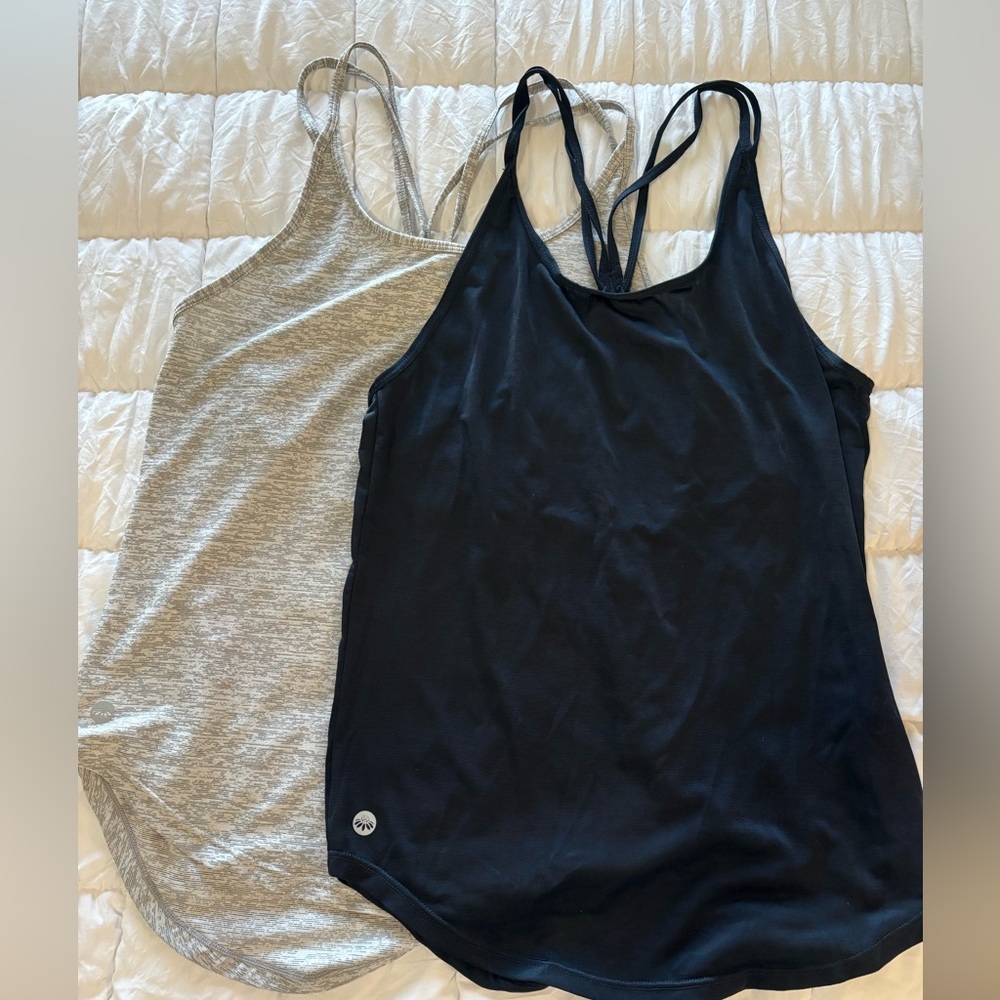 Sentia Athletic Strappy Tank Top bundle, gray one and navy one, both small